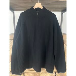Austin Reed Men's Sweater XXL Black Full Zip 100% Wool